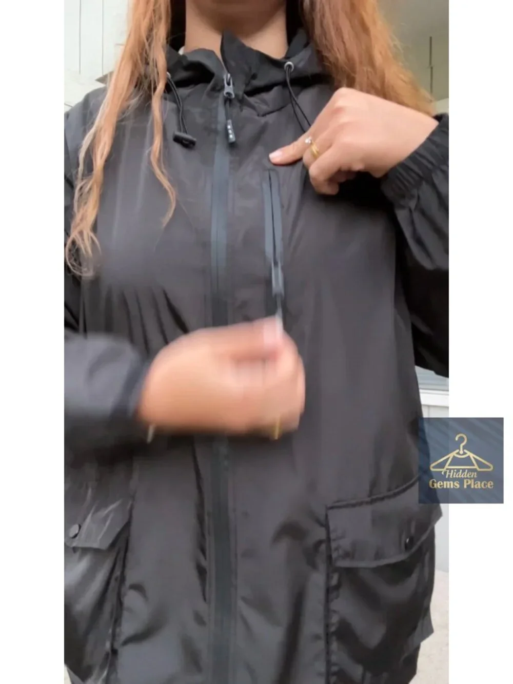 Plus Size Waterproof Rain Jacket with Hood, Packable Lightweight Windbreaker,